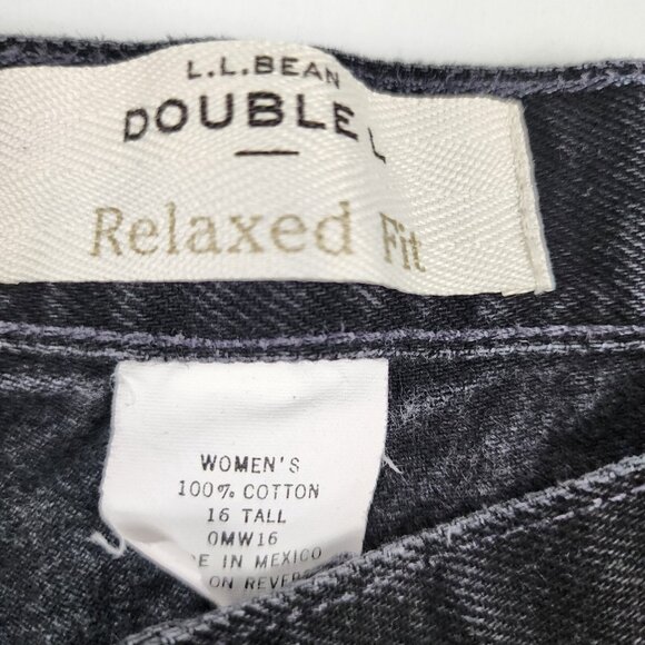 LL Bean Pants Women 16 Tall Black Double L Relaxed Fit Denim (34x32) - Picture 4 of 10